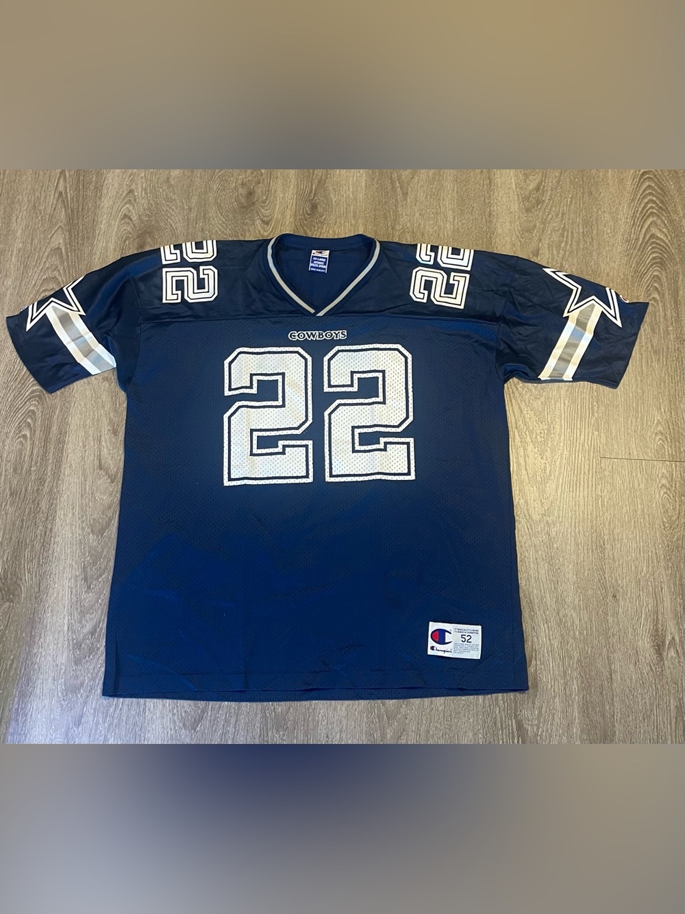 Vintage 90's Champion Dallas Cowboys Emmitt Smith Home Jersey Size 52 Throwback